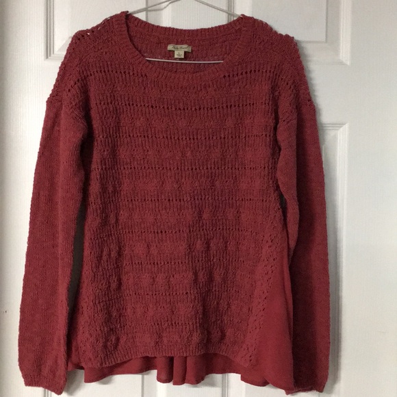 LUCKY BRAND • Drape Back Woven Mix Sweater Large - Picture 4 of 4